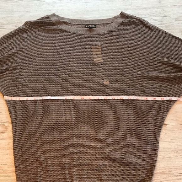 NWT Express Mesh Dolman Knit Sweater Top Taupe Brown Shirt M - Picture 10 of 12